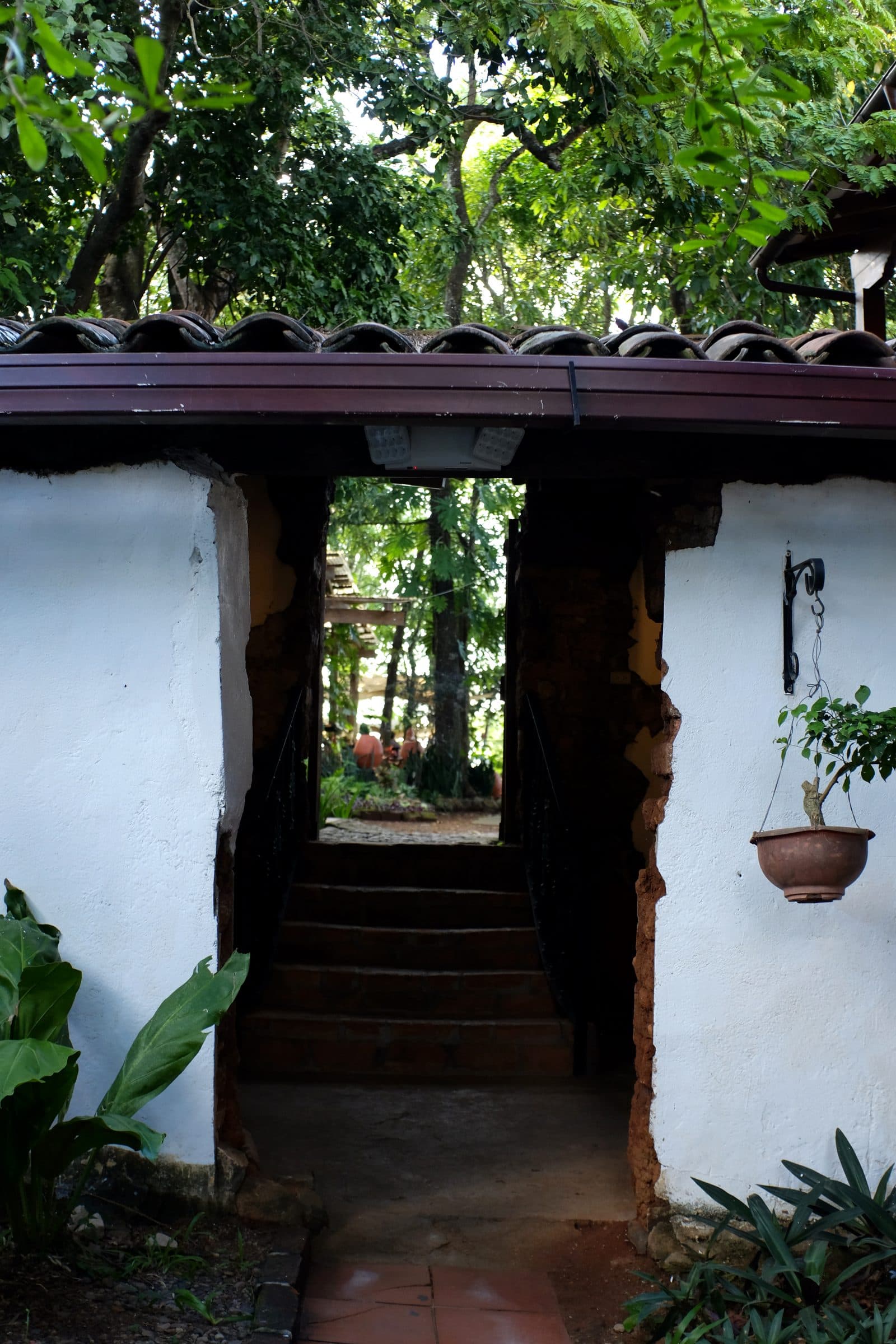 Stone steps leading into a colonial courtyard